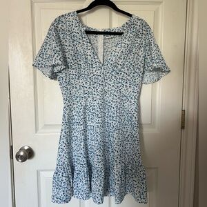 White and blue patterned summer dress
